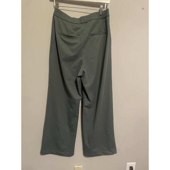 Halara High Waisted Pleated Wide Leg Crop Palazzo Pant Green Teal Sz M Utility - Picture 7 of 7
